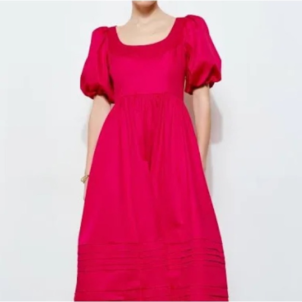 Indigo Rose pink square neck puff sleeve modest dress size L